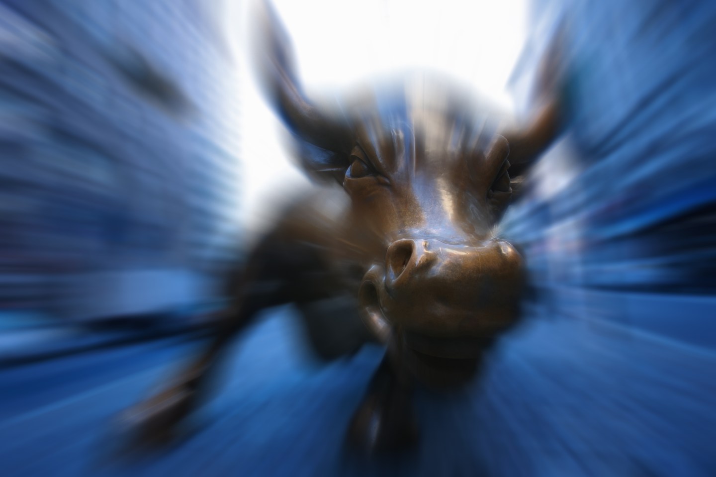 New York Financial District, bronze statue of Charging Bull, symbol of a Bullish Market